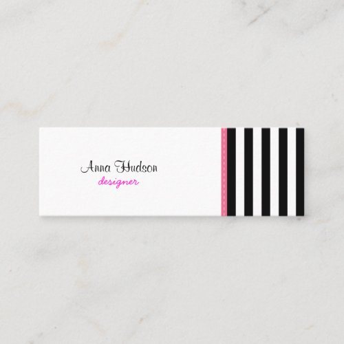 Artistic Trendy Chic Stripes Black White Pink Business Card Template