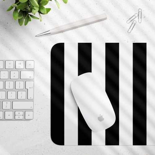 Black and White Stripes Striped Pattern Lines Mouse Pad