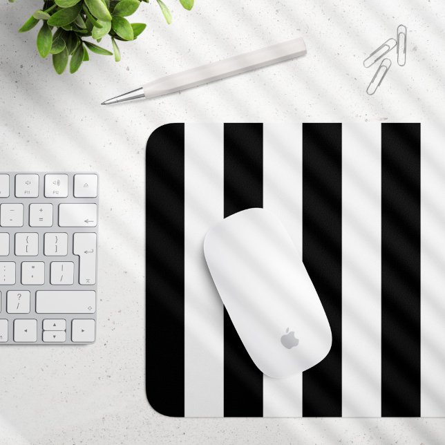 Black and White Stripes, Striped Pattern, Lines Mouse Pad (Creator Uploaded)