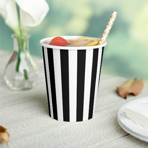 Black and White Stripes Striped Pattern Lines Paper Cups