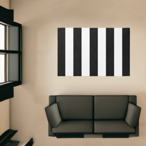 Black and White Stripes Striped Pattern Lines Rug