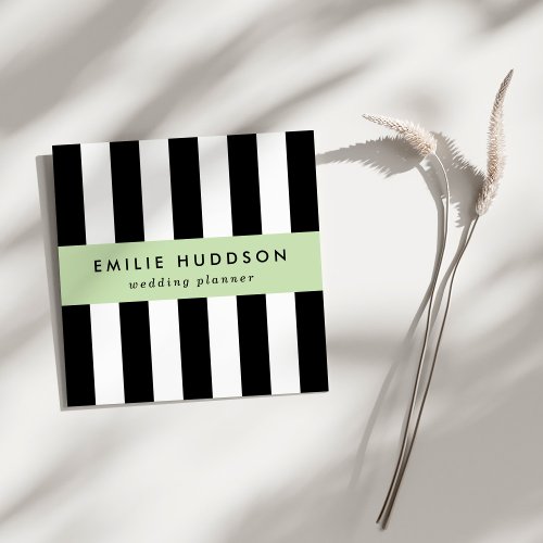 Black and White Stripes Striped Pattern Lines Square Business Card