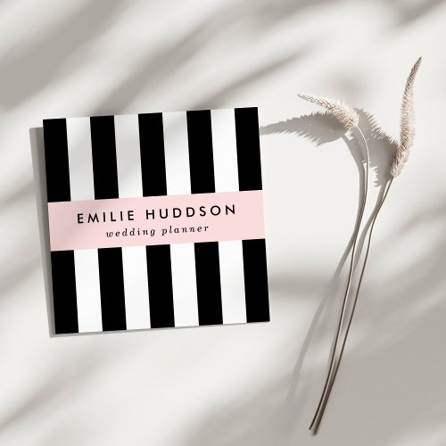 Black and White Stripes Striped Pattern Lines Square Business Card