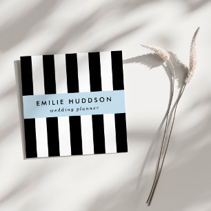 Black and White Stripes, Striped Pattern, Lines Square Business Card