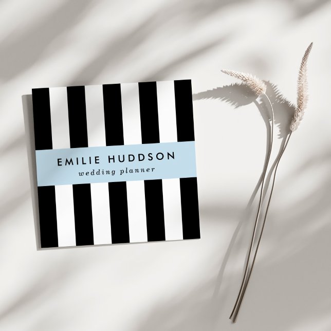 Black and White Stripes, Striped Pattern, Lines Square Business Card (Creator Uploaded)