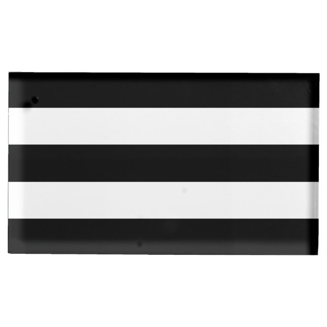 Black And White Stripes Stylish Table Number Holder (Front)
