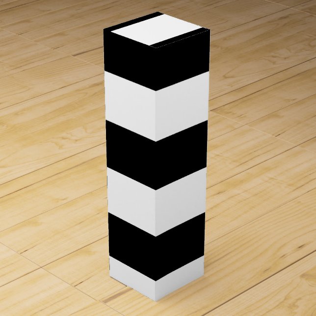 Black And White Stripes Stylish Wine Gift Box (Front)