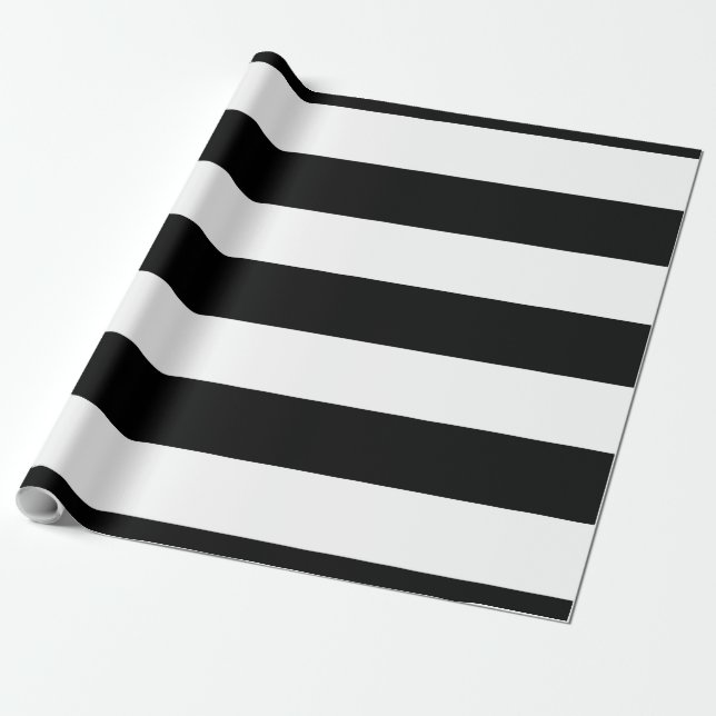 Black And White Stripes Stylish Wrapping Paper (Unrolled)