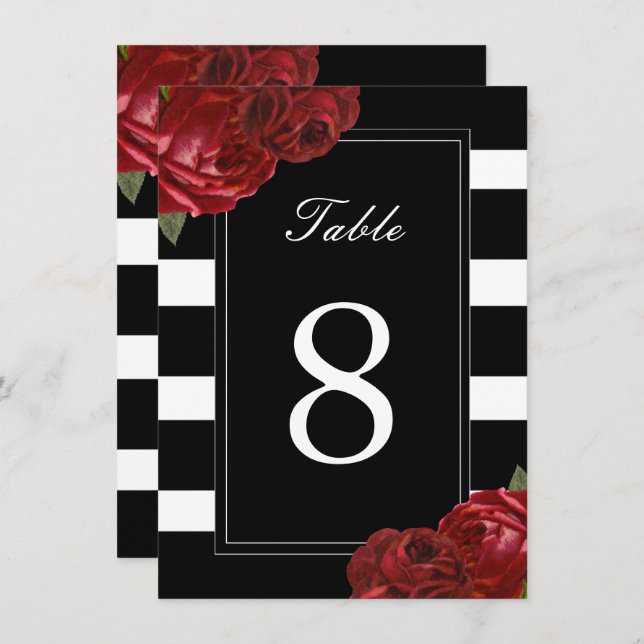 Black and White Stripes Table Numbers (Front/Back)