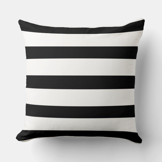 Black and White Stripes Throw Pillow (Front)