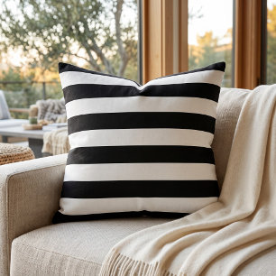 Black and White Stripes Throw Pillow