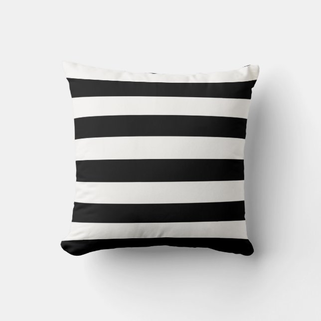 Black and White Stripes Throw Pillow (Front)