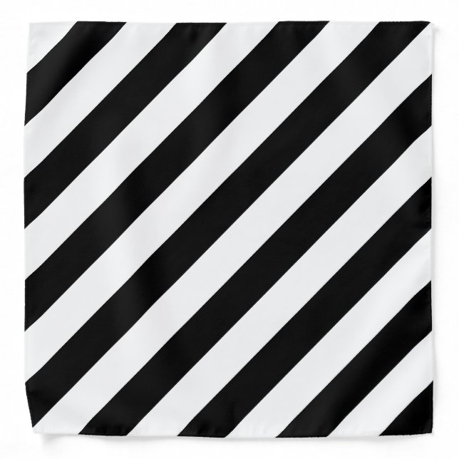Black And White Stripes Trendy Chic B&W Template Bandana (Front)