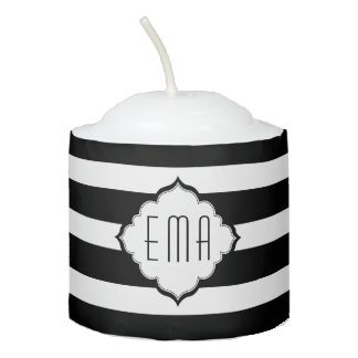 Black And White Stripes Votive Candle