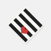 Black and White Stripes w/Red Heart