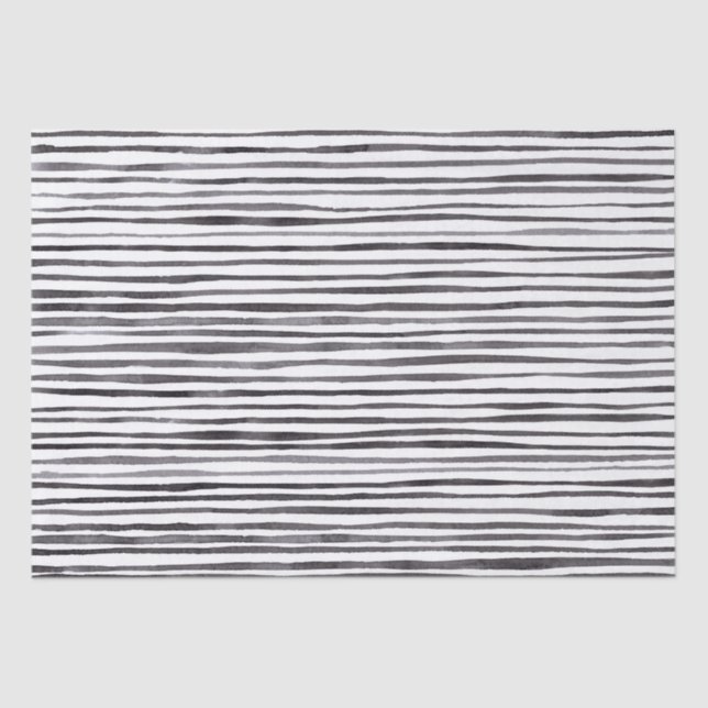 Black and White Stripes Watercolor Tissue Paper (Front)