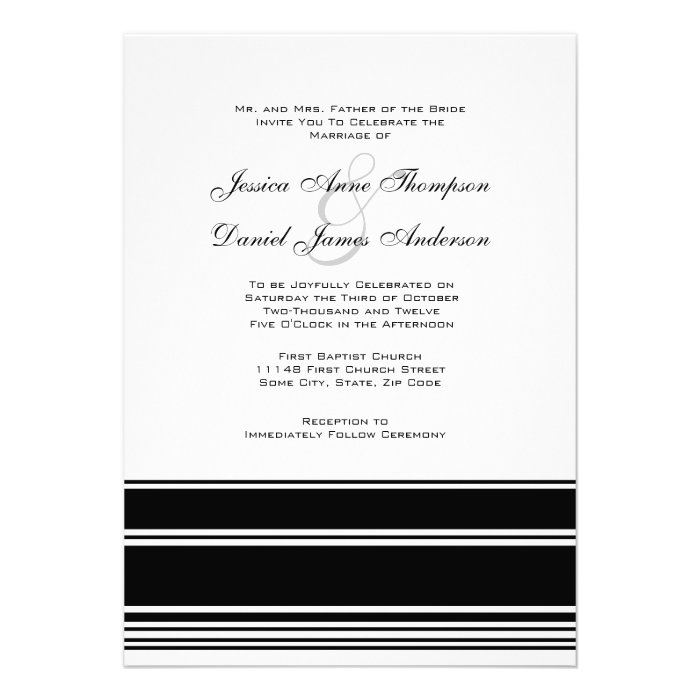 Black and White Stripes Wedding Invitation