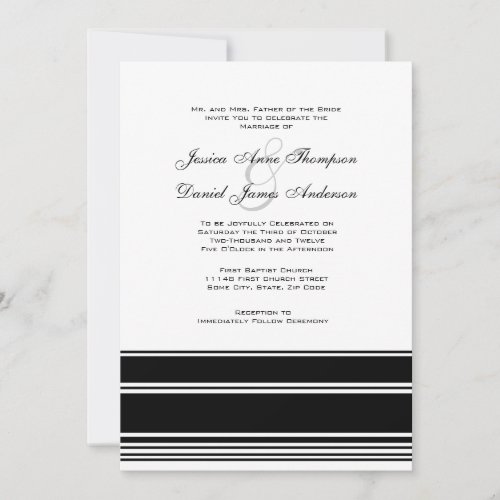Black and White Stripes Wedding Invitation