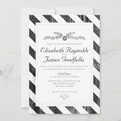 Black And White Stripes Wedding Invitations
