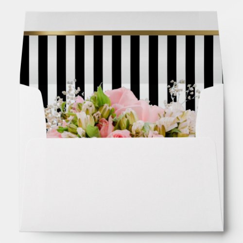Black and White Stripes with Beautiful Floral Envelope