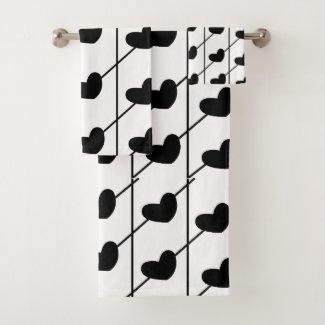 Black and White Stripes with Black Hearts