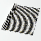 Black and White Stripes with Gold Wrapping Paper (Unrolled)