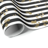 Black and White Stripes with Gold Wrapping Paper (Roll Corner)