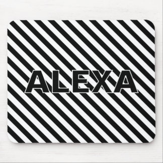 Black and White Stripes with Name Mouse Pad