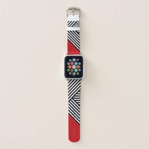 Black and white stripes with red triangle apple watch band
