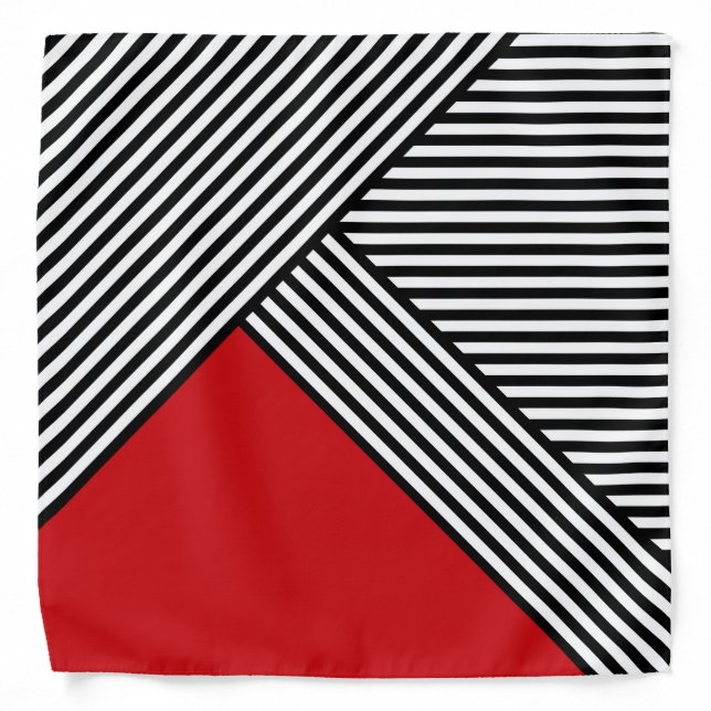 Black and white stripes with red triangle bandana (Front)