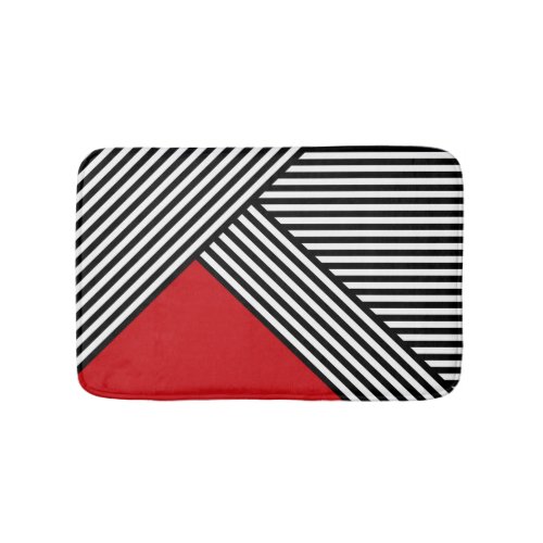 Black and white stripes with red triangle bath mat