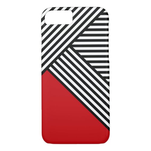 Black and white stripes with red triangle iPhone 87 case