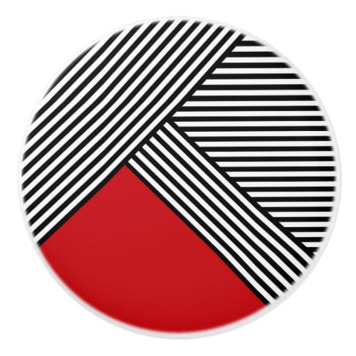 Black and white stripes with red triangle ceramic knob