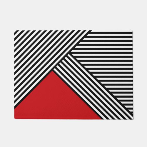 Black and white stripes with red triangle doormat