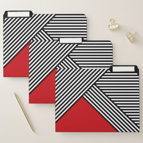 Black and white stripes with red triangle file folder