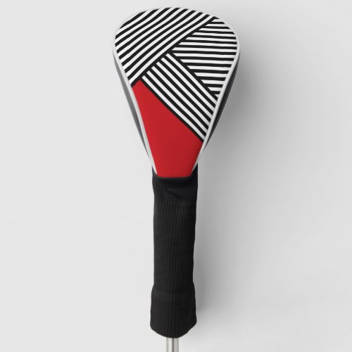 Black and white stripes with red triangle golf head cover