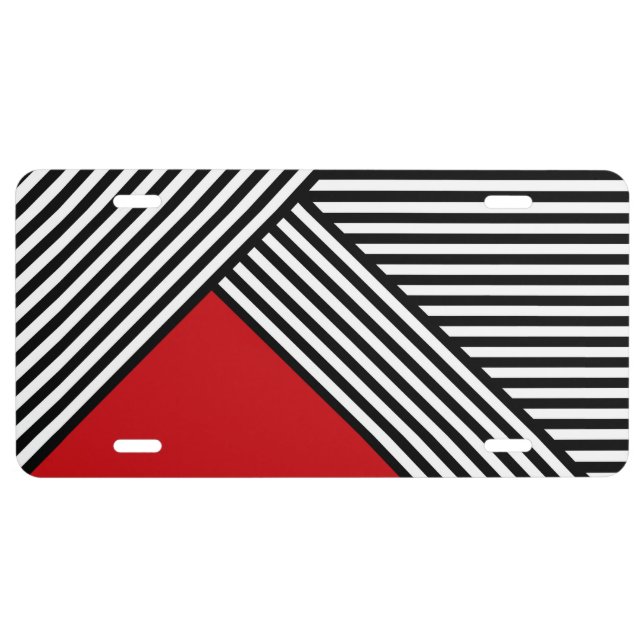 Black and white stripes with red triangle license plate (Front)