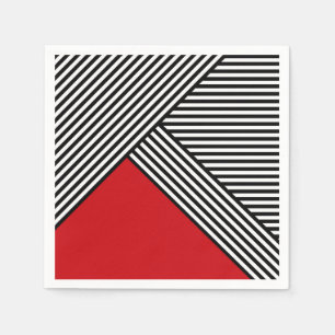 Black and white stripes with red triangle napkins