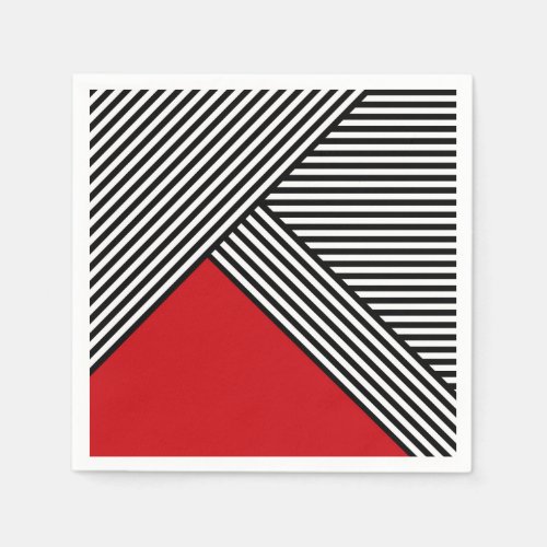 Black and white stripes with red triangle napkins