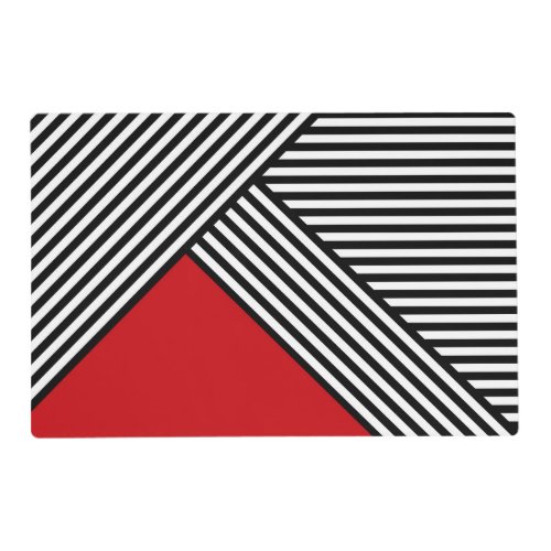 Black and white stripes with red triangle placemat