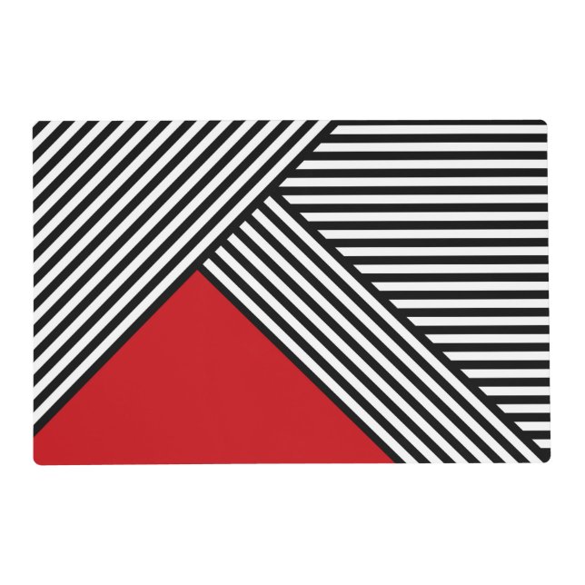 Black and white stripes with red triangle placemat (Front)