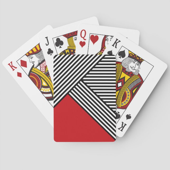 Black and white stripes with red triangle poker cards (Back)