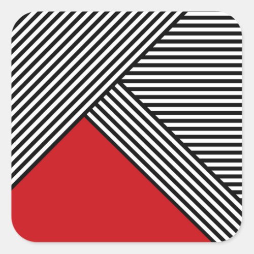 Black and white stripes with red triangle square sticker