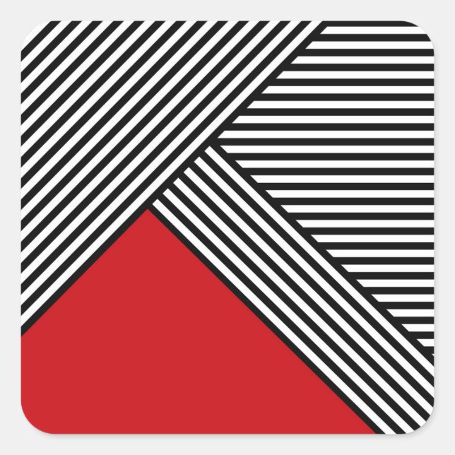 Black and white stripes with red triangle square sticker (Front)