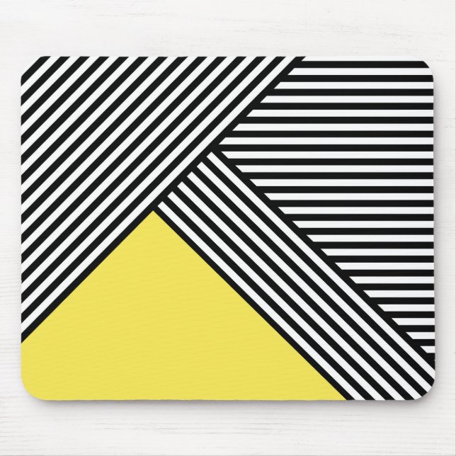 Black and white stripes with yellow triangle  mouse pad (Front)