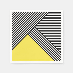 Black and white stripes with yellow triangle napkins