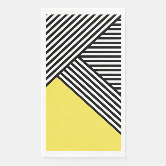 Black and white stripes with yellow triangle  paper guest towels (Front)