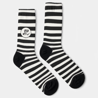 Black and white stripes with your initials socks