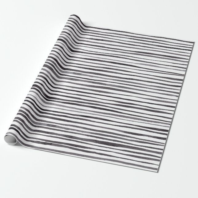 Black and White Stripes  Wrapping Paper (Unrolled)