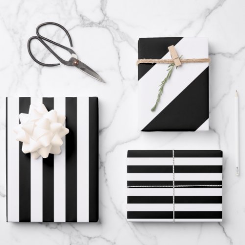Black and White Stripes Wrapping Paper Sheets